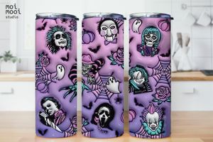 Halloween Horror Movies 3D Puff 20oz Tumbler Design