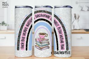 Back to School Teacher Rainbow Coffee 20oz Tumbler Design