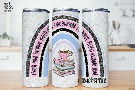 Back to School Teacher Rainbow Coffee 20oz Tumbler Design