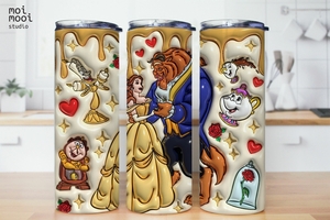 Disney Princess 3D Puffy  Belle Beauty and the Beast 20oz Tumbler Design