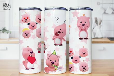 Kids Cartoon Pororo Pink Loopy 20oz Tumbler Design