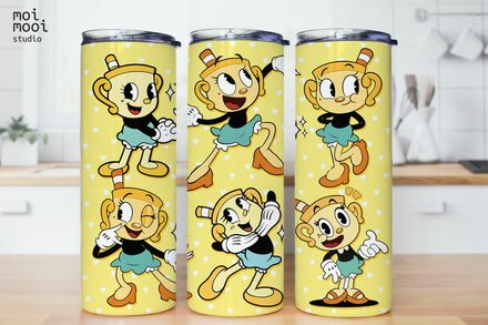 Cartoon The Cuphead Show Ms Chalice Kids Retro 20oz Tumbler Design
