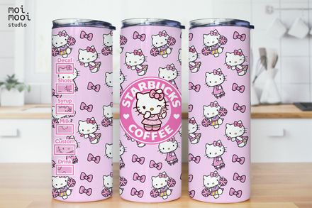 Sanrio Kawaii Hello Kitty Coffee 20oz Tumbler Design