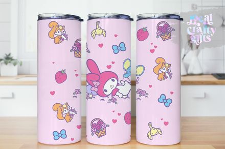 Sanrio Mymelody Kawaii Bunny Rabbit Friends 20oz Tumbler Design