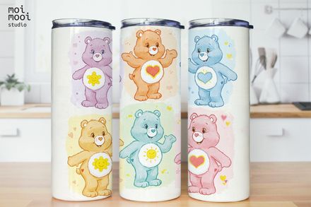 Retro Care Bears Cute 80s 90s 20oz Tumbler Design