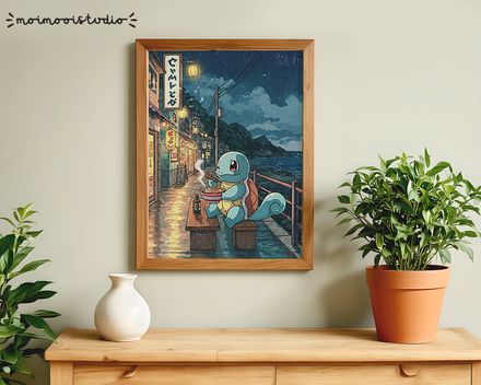 Pokemon Squirtle Ramen Print 8x10
