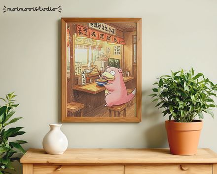 Pokemon Slowpoke Ramen Print 8x10