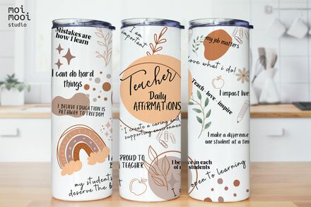 Back to School Teacher Daily Affirmations Coffee 20oz Tumbler Design