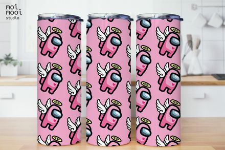 Game Among Us Pink 20oz Tumbler Design