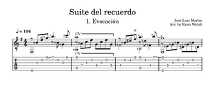 Evocación - Suite del recuerdo - Jose Luis Merlin - Classical Guitar tab and score