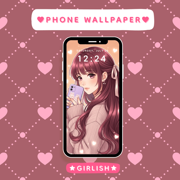 Purple Hair Anime Girl with Bunny Phone Case - Aesthetic Phone Wallpaper