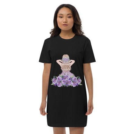 Purple Bloom Organic Cotton T-shirt Dress