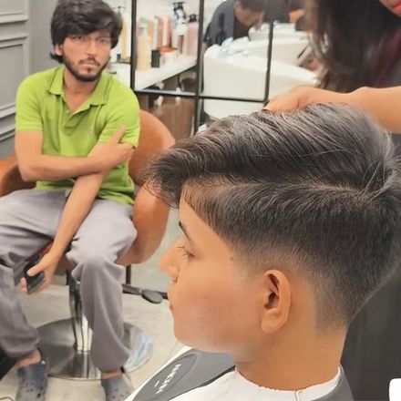 Pixie fade with boyfriend watching