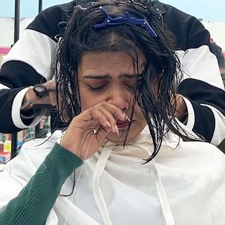 Army girls: crying induction haircut