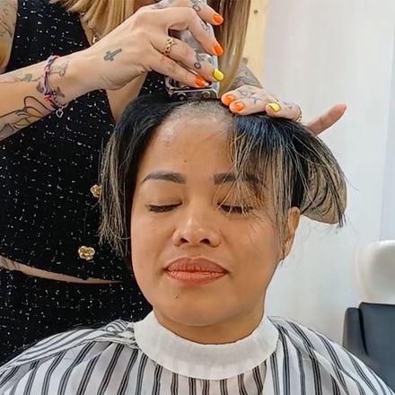 Ana: long hair to headshave