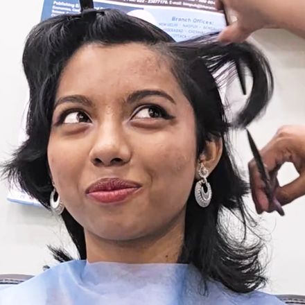 Saanvi: long to pixie cut