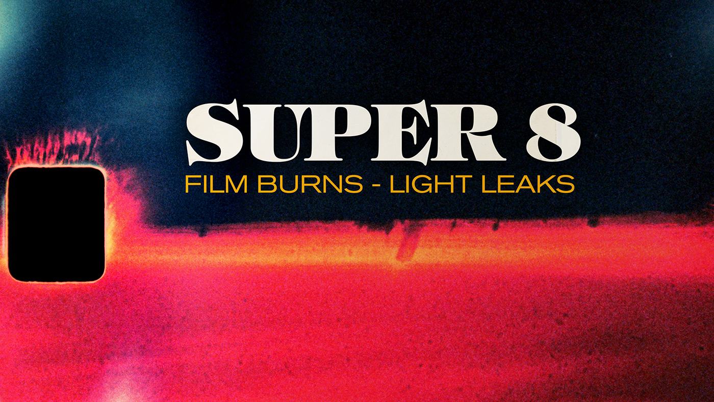 FILM OVERLAYS, SUPER 8MM LIGHT LEAKS, FILM BURNS, 4K