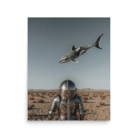 The Knight and the Zebra Whale | Enhanced Matte Paper Poster 16″×20″| Nooboo