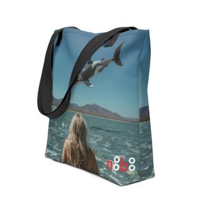 The Girl and the Zebra Whale Tote Bag II | Nooboo