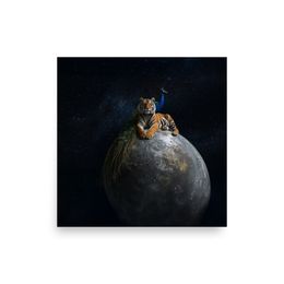 The Tiger and the Peacock Print | Matte Paper Poster 12" x 12" | Nooboo