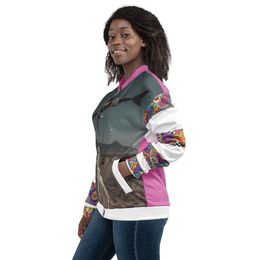 the Astronaut and the Zebra Whale mixed design Unisex Bomber Jacket  | Nooboo