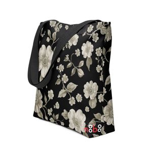  Floral Tote bag, Black and White | Nooboo