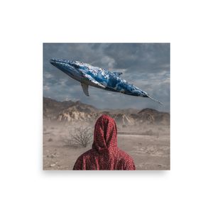The Hood and the Whale I — Red Witness | Matte Paper Poster 12" x 12" | Nooboo