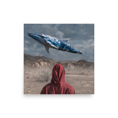 The Hood and the Whale I — Red Witness | Matte Paper Poster 12" x 12" | Nooboo