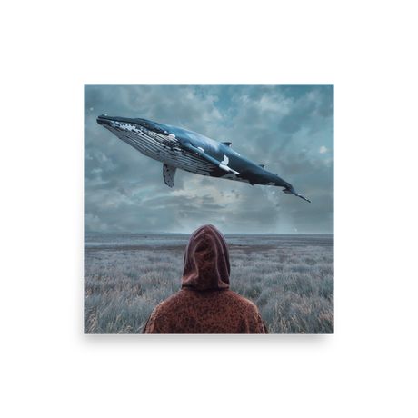 The Hood and the Whale V — Blue Silence | Matte Paper Poster 12" x 12" | Nooboo