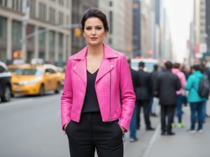 Women’s Fuchsia Snakeskin Leather Biker Jacket – Luxury Real Python Motorcycle Style