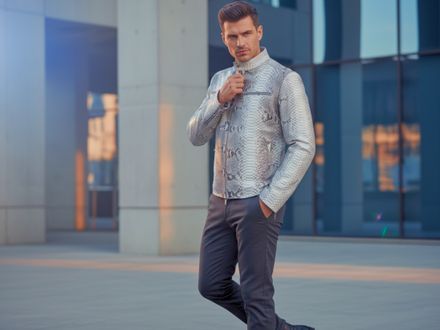 Genuine Python Snakeskin Leather Jacket – Handmade Exotic Skin Moto Style