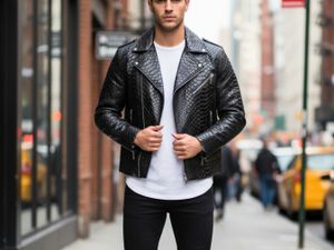 Black Genuine Python Leather Jacket – Classic Snakeskin Biker Style