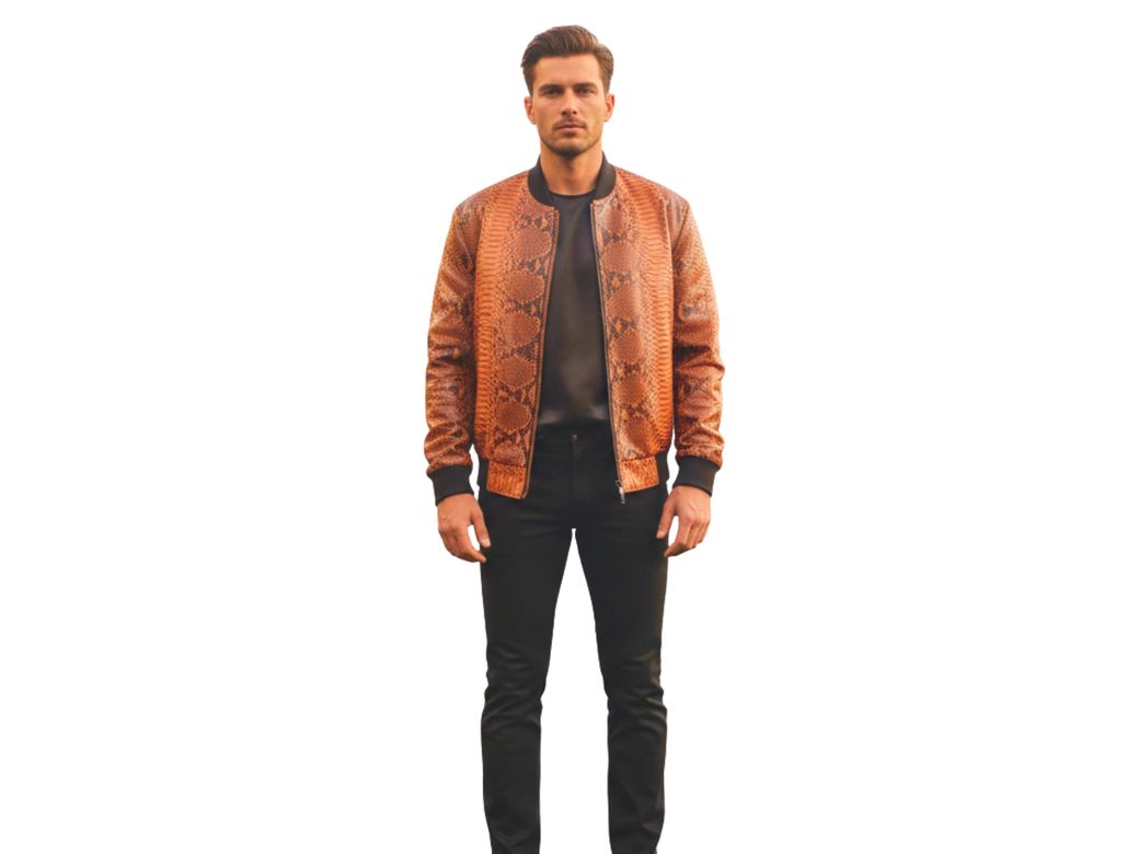 Genuine Python Snakeskin Bomber Jacket – Luxury Men’s Outerwear