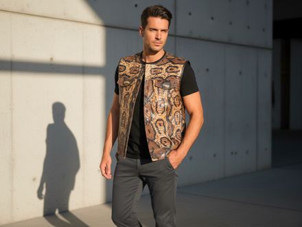 Genuine Python Snakeskin Leather Vest for Men: Handmade Exotic Outerwear