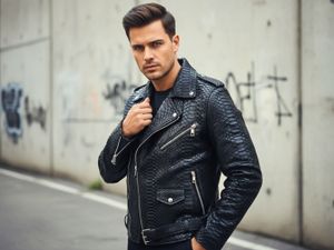 Men’s Black Genuine Python Leather Biker Jacket – Classic Handmade Snakeskin Moto Style