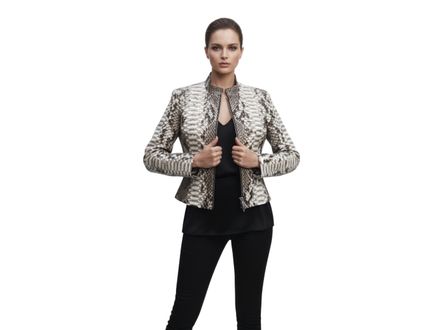 Genuine Natural Gray Python Leather Jacket