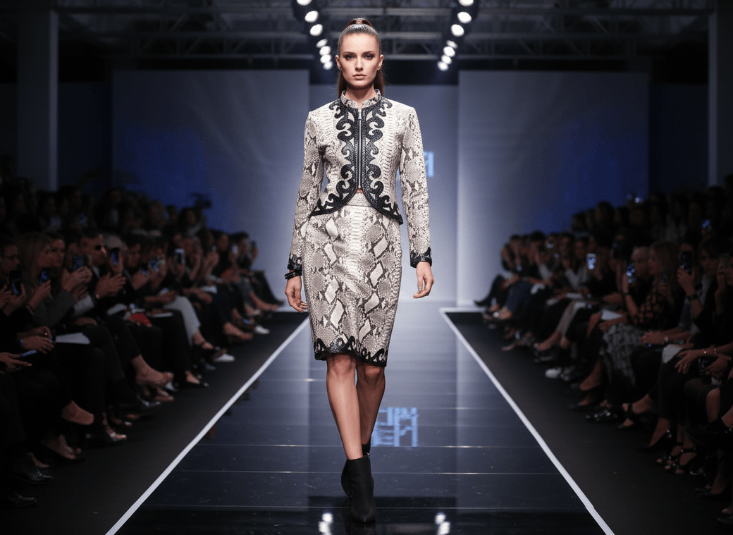 Genuine Python Snakeskin Skirt Suit – Luxury Women’s Two-Piece Jacket &amp; Pencil Skirt Set