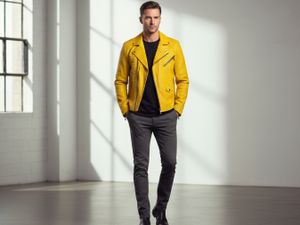 Men’s Genuine Yellow Python Leather Biker Jacket