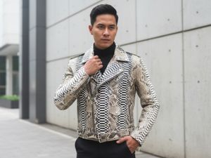 Exotic Natural Python Leather Biker Jacket – Handmade Real Snakeskin