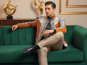 Genuine Python Snakeskin &amp; Suede Bomber Jacket