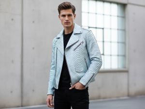 Genuine Python Leather Jacket – Luxury White Snakeskin Biker Style