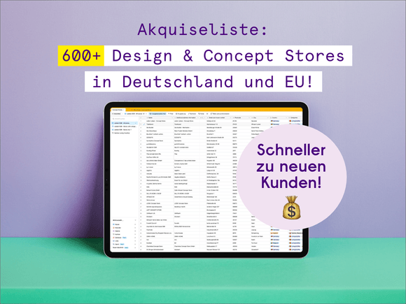Akquiseliste: 600+ Design &amp; Concept Stores in DE &amp; EU