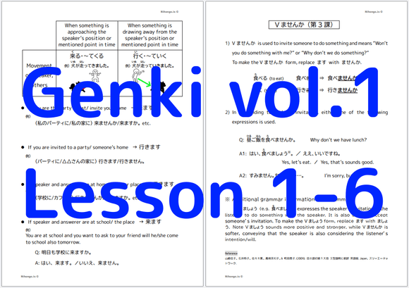 Genki Lesson 1-6 helping material