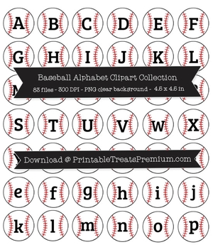 Baseball Alphabet Clipart Pack - Numbers, Letters, Punctuation, Sports, School, Teacher, Printable