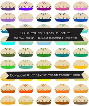 100 Colors Pie Clipart - Thanksgiving, Summer, Bakery, Strawberry Pie, Cherry Pie, CUOK