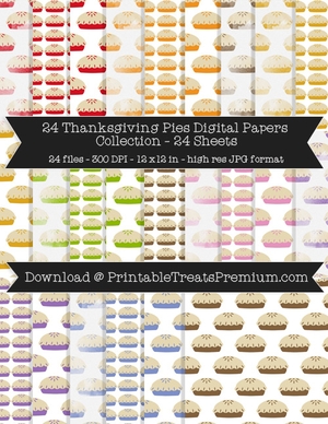 Thanksgiving Pies Digital Paper Pack - Thanksgiving, Fall, Food, School, Printable, CUOK