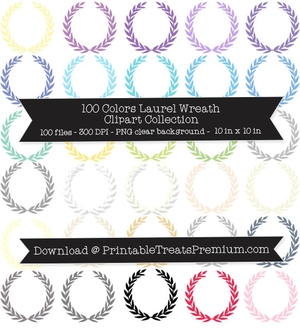 100 Colors Laurel Wreath Clipart - CUOK, Award, Olympic, Leaves, Branches, Bay Laurel, Gold	