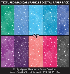 Textured Magical Sparkles Digital Paper Pack - 100 Colors, Watercolor, Sparkly Paper, Scrapbook