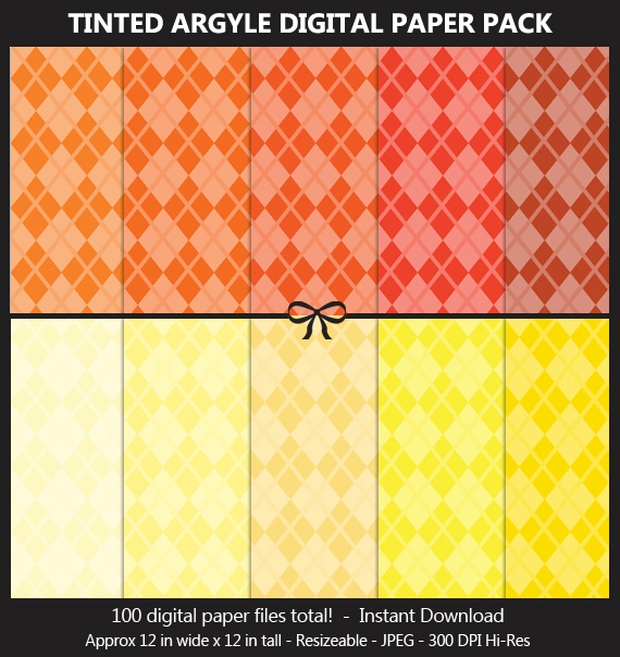 Tinted Argyle Pattern Digital Paper Pack - 100 Colors, Fabric Cloth Pattern, Scrapbook Background