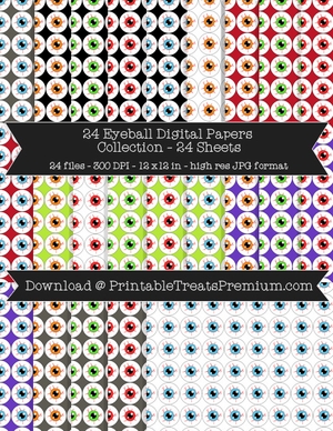 24 Eyeball Digital Paper Pack - Halloween, Witch, Blood Shot Eyes, Spooky, Creepy, Scrapbook	